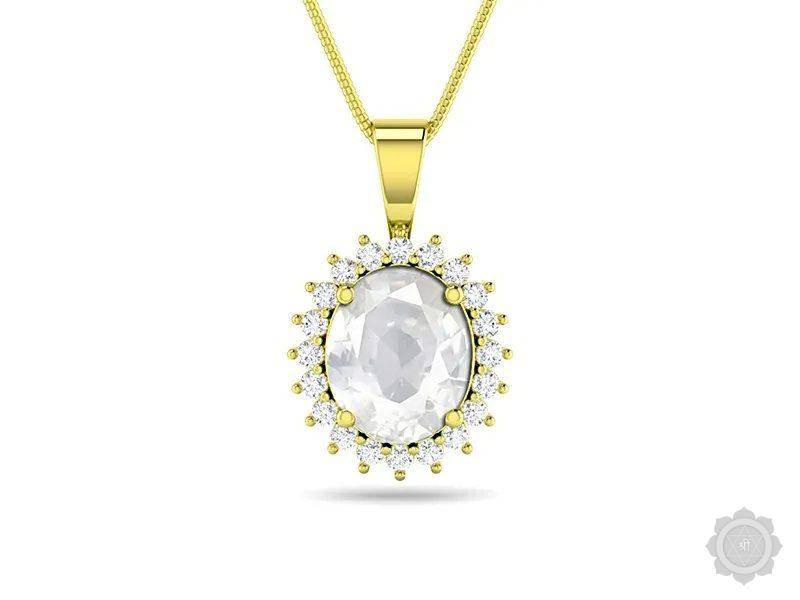 White Sapphire Yellow Gold Pendant (D4-Sparkle)