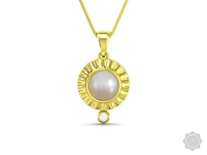 Pearl (Moti) Yellow Gold Pendant (DP5)