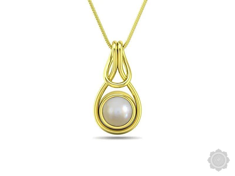 Pearl (Moti) Yellow Gold Pendant (DP7)