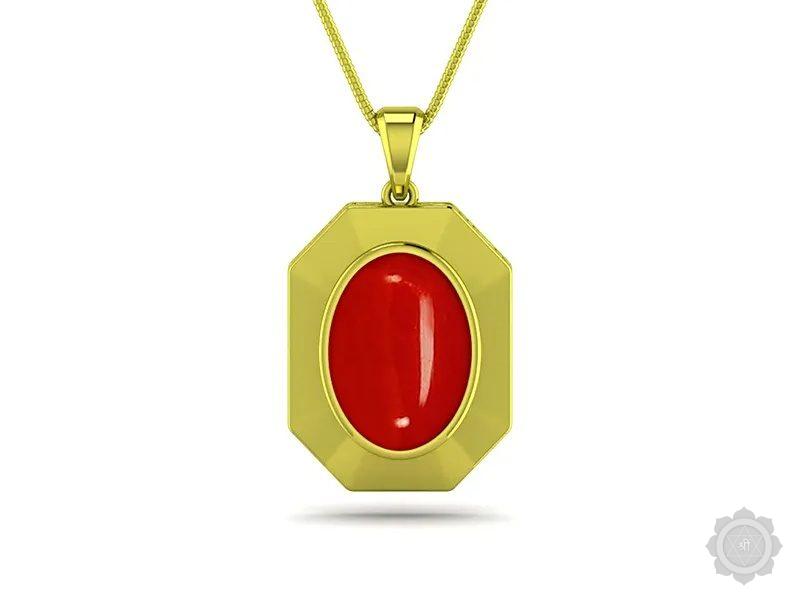 Red Coral (Moonga) Panchdhatu Pendant (DC7)