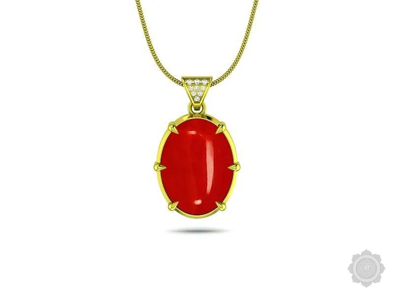 Red Coral (Moonga) Panchdhatu Pendant (DC14)