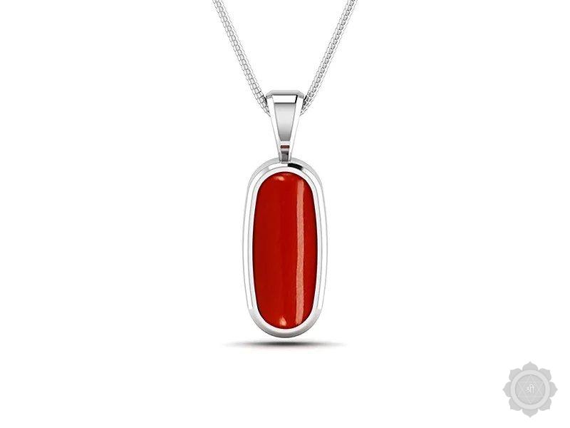 Red Coral (Moonga) Sterling Silver Pendant (DC1)