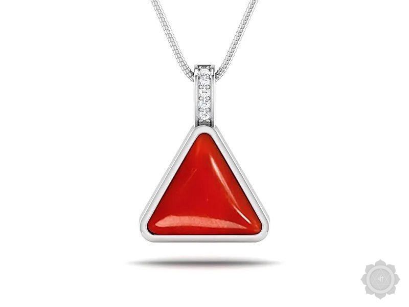 Red Coral (Moonga) Sterling Silver Pendant (DC11)