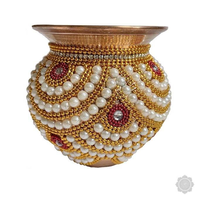 Pooja Kalash with Kundan & Moti Embellishments