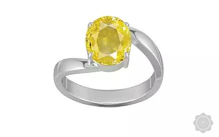 Sterling Silver Ceylon Yellow Sapphire Ring Fine Quality (R2)