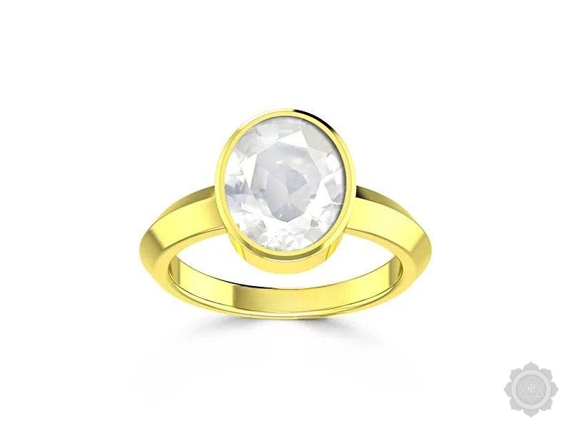 White Sapphire Yellow Gold Ring (A1)