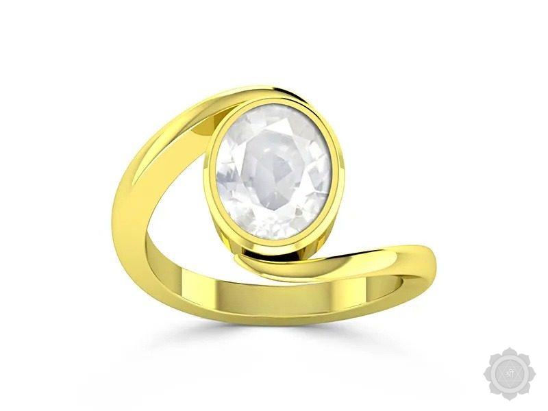 White Sapphire Yellow Gold Ring (A6)