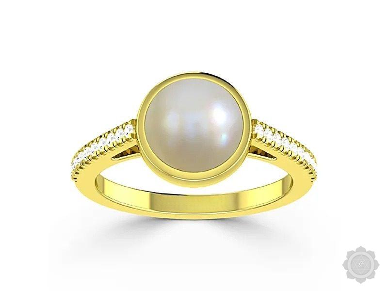 Pearl (Moti) Yellow Gold Ring (AP8)