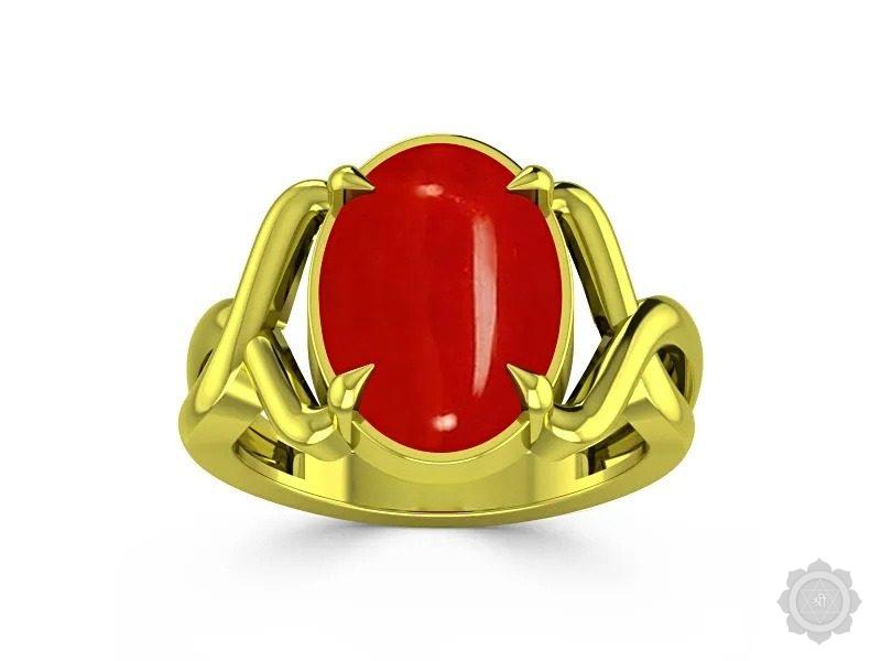 Red Coral (Moonga) Panchdhatu Ring (AC25)