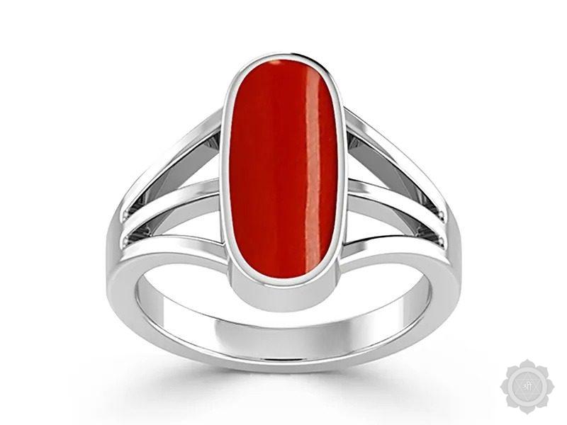 Red Coral (Moonga) Sterling Silver Ring (AC3)