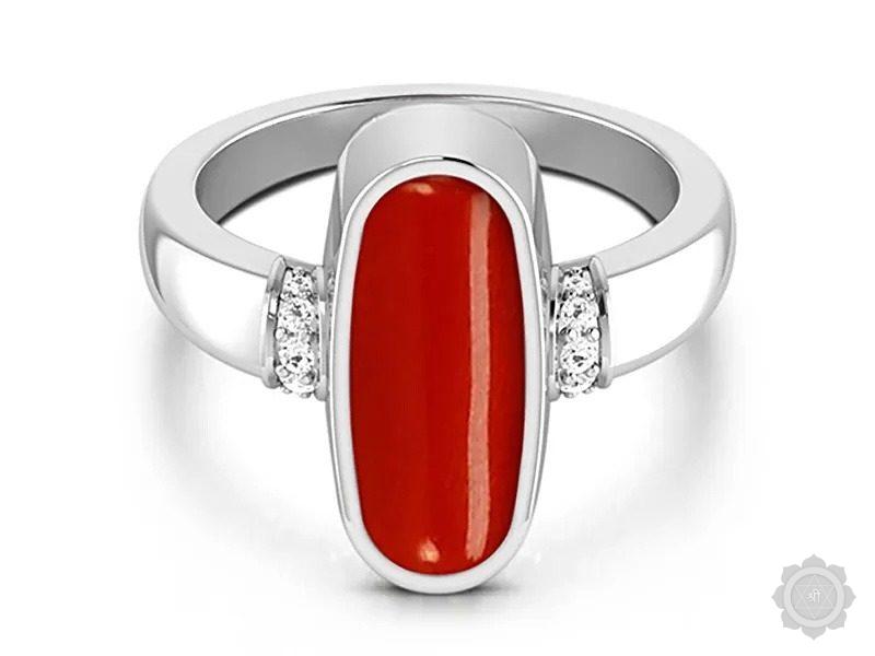 Red Coral (Moonga) Sterling Silver Ring (AC9)