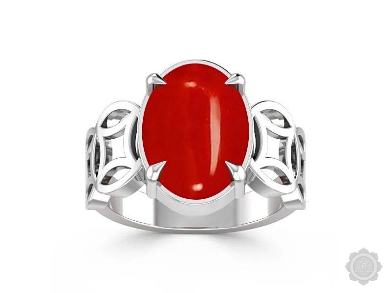 Red Coral (Moonga) Sterling Silver Ring (AC26)